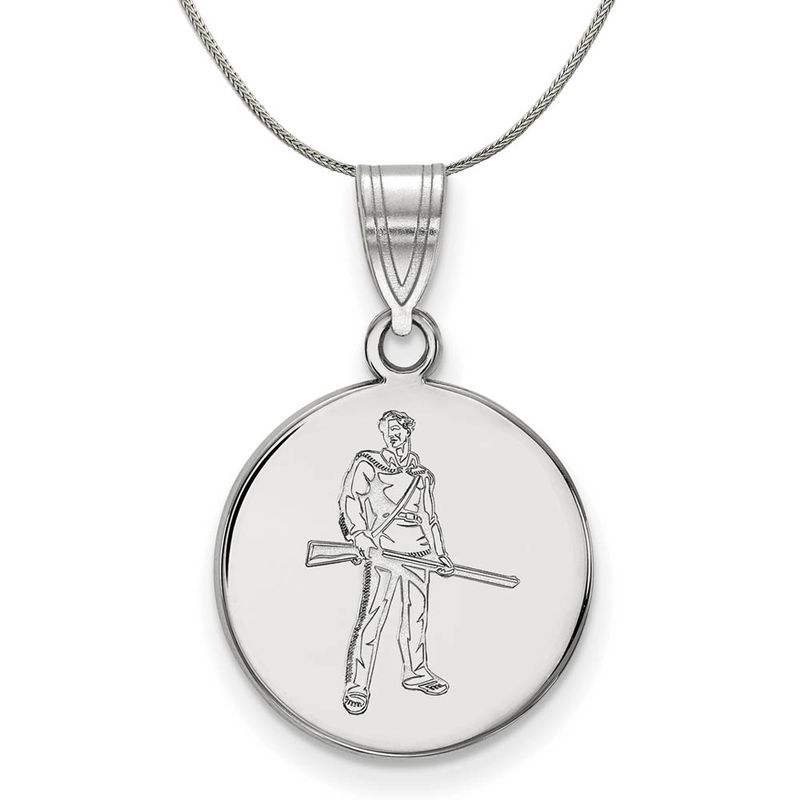 Sterling Silver West Virginia U. Medium Disc Necklace - 24 Inch